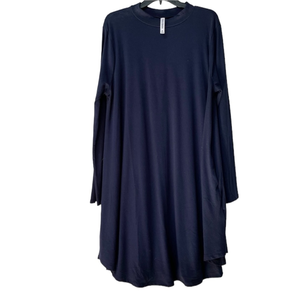 Zenana Premium Navy Blue Mock Neck Midi Dress Lon Sleeves Plus size 3X 22 24 22W